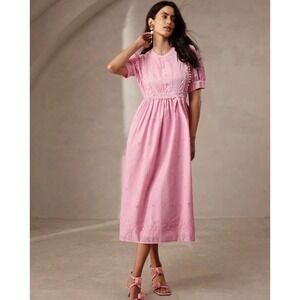 NWT Anewsta Women Round Neck Bubble Sleeve Pink Dress, Size Small